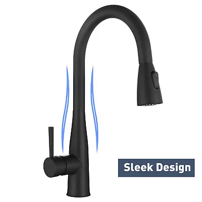 Decaura Kitchen Mixer Tap Pull Out Swivel Matte Black Sink Faucet Laundry Taps • $99.99