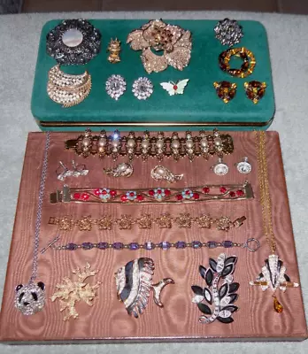 Vintage Costume Jewelry Lot Signed Rhinestones  Weiss Garne  Coro Monet Regancy • $35