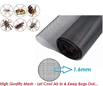 £4.07 • Buy Insect Net Screen Fly Mesh Fibreglass 1.2m&0.6m For Fly,Mosquito,Bugs Window BLK
