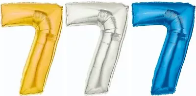 40  Or 34   Number SEVEN #7 Foil Mylar 7th Birthday Party Balloon Decorations • $7.95