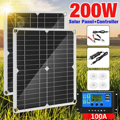 200 Watts Solar Panel Kit 100A 12V Battery Charger With Controller Caravan Boat • £22.67