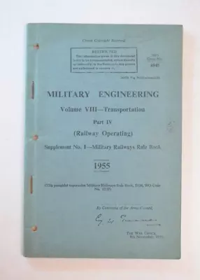 Railway Rule Book Military Railways Rule Book 1955 • £18