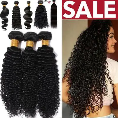 Deep Wave/Kinky Curly Sew In Unprocessed Virgin Human Hair Extensions Weave 30  • $57.07