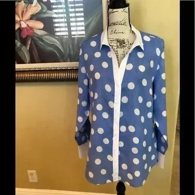 $18 • Buy Vanderbilt Shirt Island Company 100% Linen Long Sleeve Top Shirt Blouse Women's 