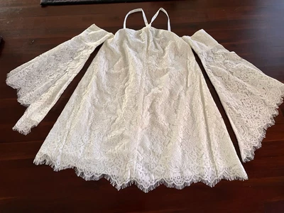 Elle Zeitoune Short White Lace Dress - Size 8 • $25