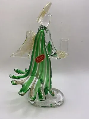 Vintage Murano Art Glass Angel Candle Holder. Rare Murano Green Angel • $157