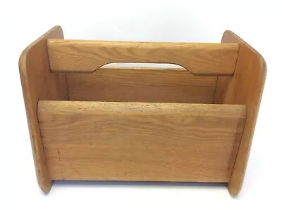 $82.80 • Buy Oak Wood Wooden Blonde Caddy Handled Container Magazine Rack Storage Used 