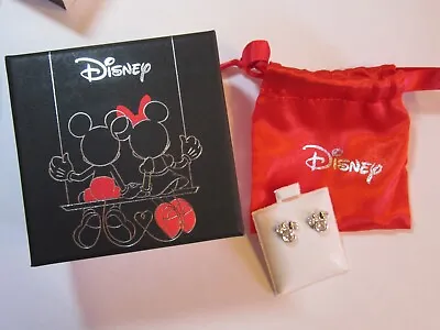 Disney Minnie Mouse 925 Sterling Silver Crystal Stud Earrings - Nib • $19.73