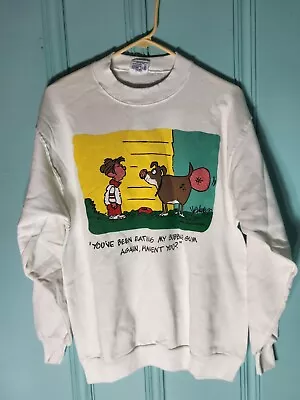 Vintage 1990 LAFF LINE Tee Jays Crew Neck Sweatshirt Comic Dog Adult Medium USA! • $30