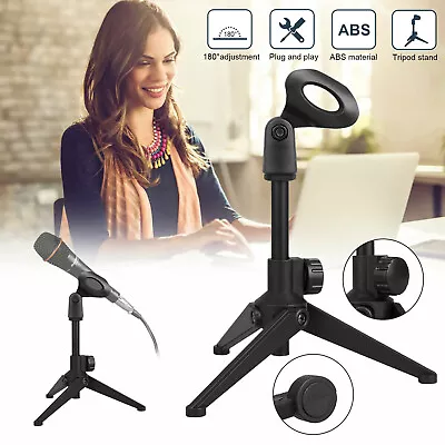 Universal Adjustable Desk Microphone Stand Portable Foldable Tripod MIC Stand US • $8.48