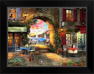 Mediterranean Evening Black Framed Wall Art Print Italy Home Decor • $89.99