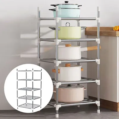 5 Tier Kitchen Pan Stand Saucepan Pot Rack Shelf Holder Storage Organiser Tools • £17.46