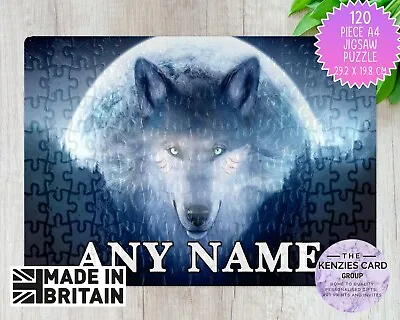 Personalised Fantasy Wolf Moon 120 Pcs Jigsaw Puzzle Jigsaw A4 Size Add Name V3 • £6.75