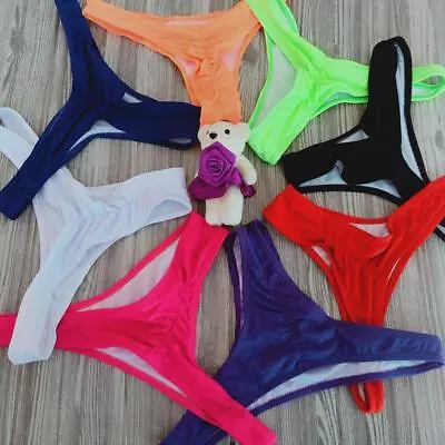 NEW Women Sexy Bikini Triangle Thong Bottom Brazilian V Cheeky Ruched Swimwear • $10.49