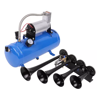 12V 150dB 4 Trumpet Air Horn Kit With 150 PSI Air Compressor For Car Truck Train • $104.40