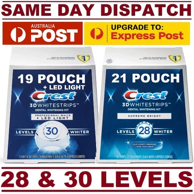 $98.95 • Buy Crest 3D Teeth Whitening HIGHEST LEVELS 28 & 30 - SEALED BOXES - 21 & 19 POUCHES