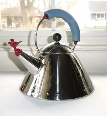 Michael Graves Alessi Red Whistle Teapot Kettle Stainless Inox 430 Italy No Bird • $64.90