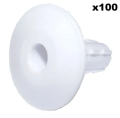 £7.99 • Buy 100x 8mm White Single Cable Bushes Feed Through Wall Cover-Coaxial Hole Tidy Cap