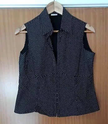 £5.99 • Buy Bay Trading Black Polka Dot Sleeveless Boned Corset Shirt Sz16