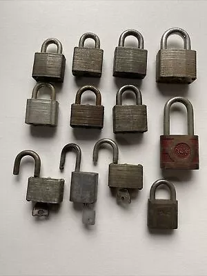 Vintage Lot Of 12 Pad Locks Master Yale Abus American Three With Keys • $24.99