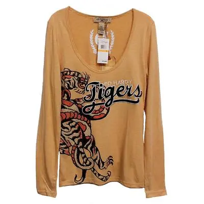 Christian Audigier Ed Hardy Tiger Champ With Rhinestone In Wheat Or Sienna Women • $15.99