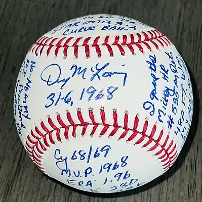 Denny McLain Signed Inscribed Stat Baseball JSA Mickey Mantle Willie Mays Story • $29