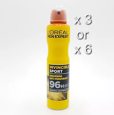 L'oreal Men Expert Invincible Sport Anti-perspirant Deodorant 250ml 3 Or 6 Pack • £13.99