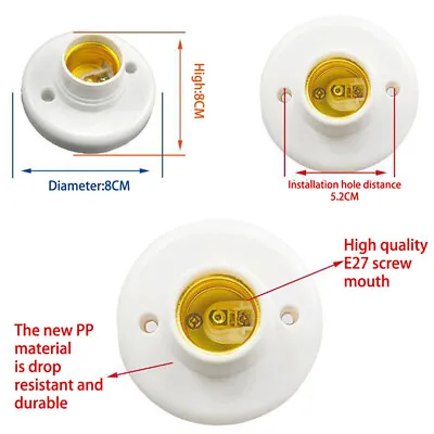 E27 Screw Cap Socket White Ceiling Light Bulb Fixing Stand Light Bulb Holder~ • £4.19