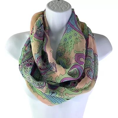 Lovello Pastel Paisley Print 100% Chiffon Infinity Women's Scarf • $10.99