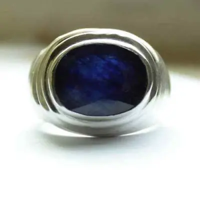 Natural Heated Kashmir Color Sapphire 999 Silver Ring Big Stone. Ring For Men • $240
