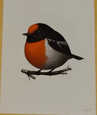  Red-Capped Robin  Art Print By Mike Mitchell 1st Edition 2015 Fat Bird • $119