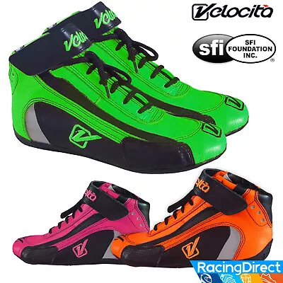 Velocita Ultimate SFI-5 Auto Racing Shoes- SFI Rated Midtop Karting Leather Shoe • $149.95