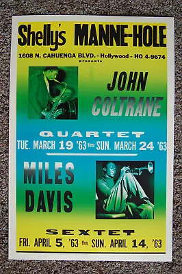 John Coltrane Miles Davis 1963 Concert Poster Shellys Manne Hole -- • $4.25