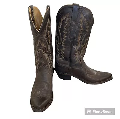 Old West Womens Western Cowboy Boots 5.5 Brown Leather Upper & Sole Dance • £48.25