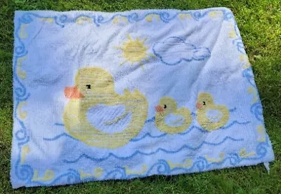 Momma Duck With Babies Baby Crib Stroller Carriage Blanket Vintage Chenille ? • $36.79