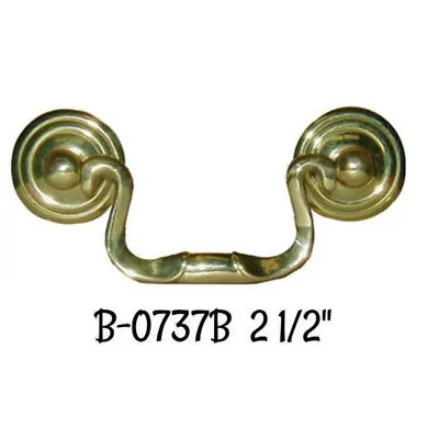 Queen Anne Swan Neck Bail Pull 2 1/2  Centers Polished Brass Antique Style  • $8.42