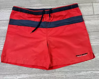 VTG Polo Sport Ralph Lauren Red Blue Colorblock Swim Shorts Trunks Lined M • $25.97