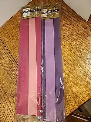 2 Vintage 50s 60s Dennison Duplex Crepe Paper Pink Purple Flowers Decorations  • $20