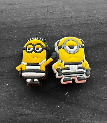 Free Shipping 2 Minion In Black And White Overall Shoe Charms Jibbitz Decoration • $7.99