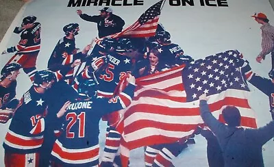 ORIGINAL 1980 Miracle On Ice U.S.A. Hockey Gold Medal Olympics Poster COOL! • $49.99