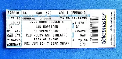 Van Morrison Concert Ticket Stub Red Rocks Amphitheatre Colorado June 10 2005 • $17
