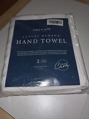 Cosy House Collection Luxury Bamboo White Hand Towels 2 Pc. Set 16in. X 27 In. • $9.99