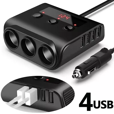 Car Cigarette Lighter Splitter Socket USB 3 Ways Plug Multi Charger Adapter 12V • £8.87