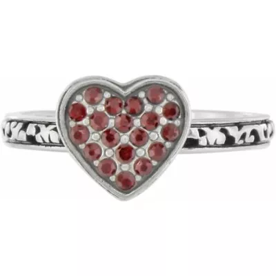 $18 • Buy NWT Brighton ROCK ROMANCE Red Crystal Heart Stack Ring Size 6