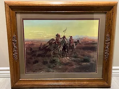 Charles M. Russell Lithograph Print Plate Sign Framed 24  X 18  (Image) • $499.99