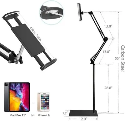 Universal 360 Adjustable Floor Stand Holder For Tablet/iPad/Phone Size 3.5-12.9  • £22.99