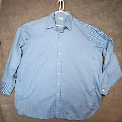 Maus & Hoffman Shirt Mens XXL 2XL Blue Striped Button Up Long Sleeve • $17.49