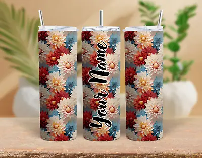 Garden Of Colorful Dahlias Stainless Steel Skinny 20 Oz Tumbler With Lid & Straw • $17.99