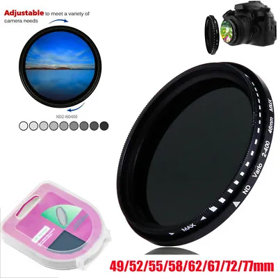 49-77mm Fader Variable ND-Filter ND2 To ND400 Neutral Density For Camera Lens AU • $22.58