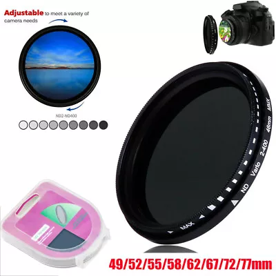 49-77mm Fader Variable ND-Filter ND2 To ND400 Neutral Density For Camera Lens AU • $21.58